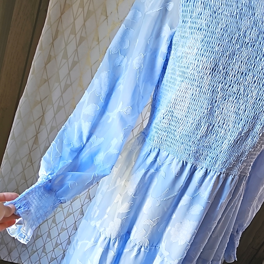 Smocked raised Floral Dress - Picture 3 of 5
